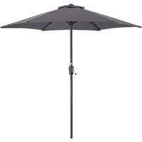 Christow Garden Parasol Umbrella Steel Crank Wind Up Outdoor Sun Shade 2.4m in Grey