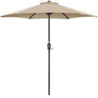 Christow Garden Parasol Umbrella Steel Crank Wind Up Outdoor Sun Shade 2.4m in Brown