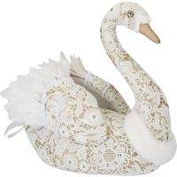 VFM e-Store Christmas Glitter Swan Decoration 35cm x 18cm White X 1 | Size: 35 cm x 18 cm