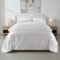 Snug City Shimmer Duvet Cover Set Luxury Bedding with Elegant Metallic Finish in White
