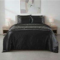 Snug City Shimmer Duvet Cover Set Luxury Bedding with Elegant Metallic Finish in Black