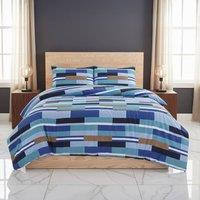 Snug City Modern Colour Block Duvet Cover Stylish Geometric Bedding for Bedroom in Blue | Size: King
