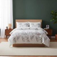 Snug City Dandelion Floral Botanical Bedding Duvet Cover & Pillowcase Set in White | Size: Double