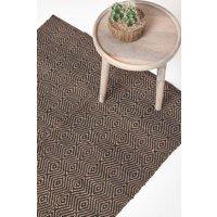 Homescapes Hand Woven Geometric Jute Rug in Black | Size: 90 cm x 150 cm
