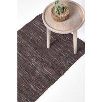 Homescapes Denver Leather Woven Hall Runner, 66 x 200 cm in Brown | Size: 66 cm x 200 cm