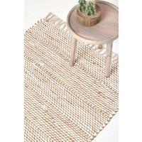 Homescapes Horizon Neutral Hemp Chindi Rug in Natural | Size: 90 cm x 150 cm