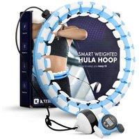 Kayman Hula Hoops Ring, 24 Attachable Weighted Knots Gymnastics (Blue) in Blue | Size: Medium