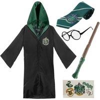 I Love Fancy Dress Harry Potter Costume - Slytherin Cloak, Tie, Tattoos, Wand & Glasses