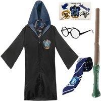 I Love Fancy Dress Harry Potter Costume - Ravenclaw Cloak, Tie, Tattoos, Wand & Glasses