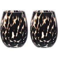 Hestia Dark Brown Tortoise Shell Tumbler Glass Set of 2 in Black