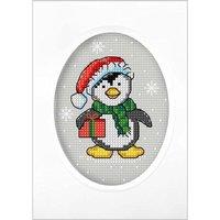 Orchidea G/CARD PENGUIN - Counted Cross Stitch Kit: Greetings Card: Penguin in White