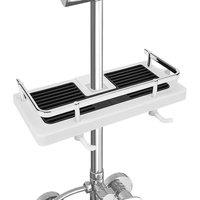 VOGREX Bathroom Shelf Shower Pole Caddy Rack Storage Organiser in White