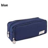Havendro Blue 3-Layer Pen Bag Large Capacity Canvas Pencil Case in Dark Blue