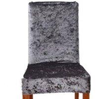 Havendro M Size - Gray Velvet Dining Chair Covers Stretchable Slipcover in Grey