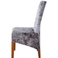 Havendro L Size - Gray Velvet Dining Chair Covers Stretchable Slipcover in Grey
