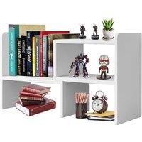 VOGREX White Desktop Bookshelf Adjustable Desk Storage Organizer