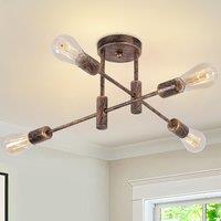 Garwarm Vintage 4-Light Mid Century Semi Flush Mount Ceiling Light Fixture in Bronze