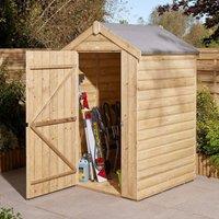 Rowlinsons 4 x 4 Feet Single Door Shiplap Apex Shed - L127 x W131.5 x H211 cm in Brown