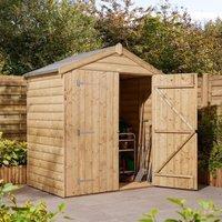 Rowlinsons 4 x 6 Ft Double Door Shiplap Apex Shed - Timber, L127 x W194 x H220 cm in Brown