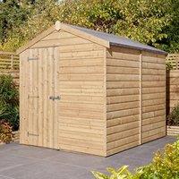 Rowlinsons 8 x 6 Feet Single Door Shiplap Apex Shed, Wood - L244 x W194 x H220 cm in Brown