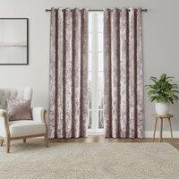 Snug City Crushed Velvet Eyelet Curtains Luxurious Finish for Contemporary Homes in Pink | Size: 168 cm width x 229 cm drop
