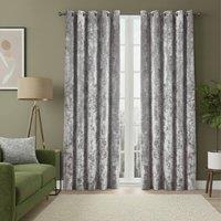 Snug City Crushed Velvet Eyelet Curtains Luxurious Finish for Contemporary Homes in Silver | Size: 229 cm width x 229 cm drop
