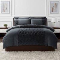 Snug City Zig Zag 3D Teddy Duvet Cover Set Ultra Soft Bedding with Pillowcases in Grey | Size: King