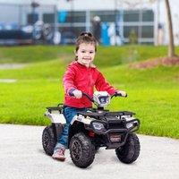 HOMCOM 12V Electric Quad Bike for Kids, Ride-On ATV w/ Forward, Reverse Functions in White
