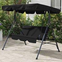 OUTSUNNY Outdoor Metal Hammock Swing Chair 3-Seater Patio Bench Garden in Black