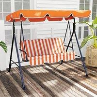 OUTSUNNY Outdoor Metal Hammock Swing Chair 3-Seater Patio Bench Garden in Orange