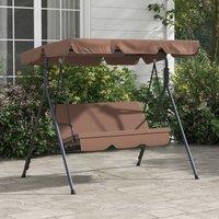 OUTSUNNY Outdoor Metal Hammock Swing Chair 3-Seater Patio Bench Garden in Brown