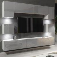 Creative Furniture Panorama Wall TV Unit - A Sleek & Modern Wall Cabinet with Gloss Doors & LED Lights in Grey