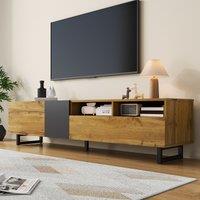 Matteo Modern Media Cabinet 3 Doors 2 Open Compartments in Dark Grey