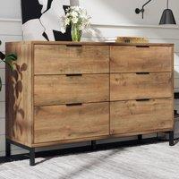 Matteo Sideboard Cabinet for Living Room, Chest of Drawers with 6 drawers, Dark Oak, 40D x 120W x 76H centimetres in Brown