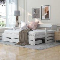 Matteo Ingle Guest Bed Sofa Bed, Pull out Trundle & Storage Drawer in White | Size: Single