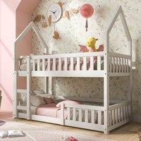 Matteo Bunk Bed, Twin Sleeper Bed with Ladder in White | Size: Single