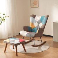 Matteo Vibrant Patchwork Rocking Chair & Footstool Set