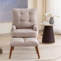 Matteo Beige Reclining Lounge Chair with Footrest & Side Pockets