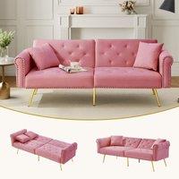Matteo Velvet Sofa Bed with 3-Stage Adjustable Backrest in Pink