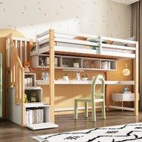 Matteo Children's Loft Bunk Bed - White & Natural | Size: Single