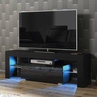 Creative Furniture Floe TV Unit 130cm - Black with Gloss Doors & LED Lights