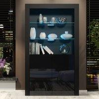 Creative Furniture Spectrum Display Cabinet 170cm - Black with Gloss Doors & LED Lights