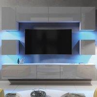 Creative Furniture Panorama Wall TV Unit - White & Grey Gloss Doors & LED Lights