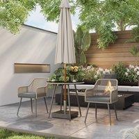 OUTSUNNY Rattan Dining Set, 4 Seater Rattan Garden Furniture, Light Brown