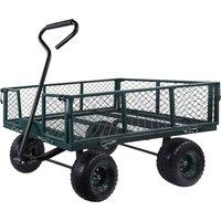 Mountall Utility Steel Garden Cart Trolley Heavy Duty Wagon in Bottle Green | Size: Large
