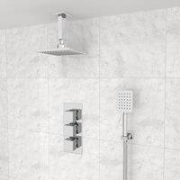Nes Home Chrome 3 Way Concealed Shower Mixer Valve Shower Head Handset & Bath Filler in Silver