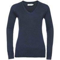 Russell Collection Women's Marl V Neck Sweatshirt in Navy | Size: 4XL