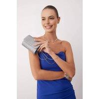 WOVCOR Women's Sparkling Mini Evening Clutch Bag With Chain Strap in Silver