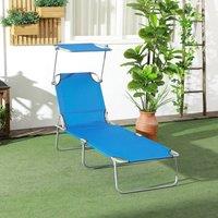 OUTSUNNY Reclining Sun Loungers, Folding Recliners for Garden Patio, Bright Blue