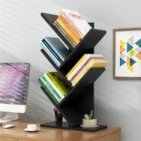 VOGREX Black 5 Tier Wooden Tree Shaped Free Standing Bookshelf
